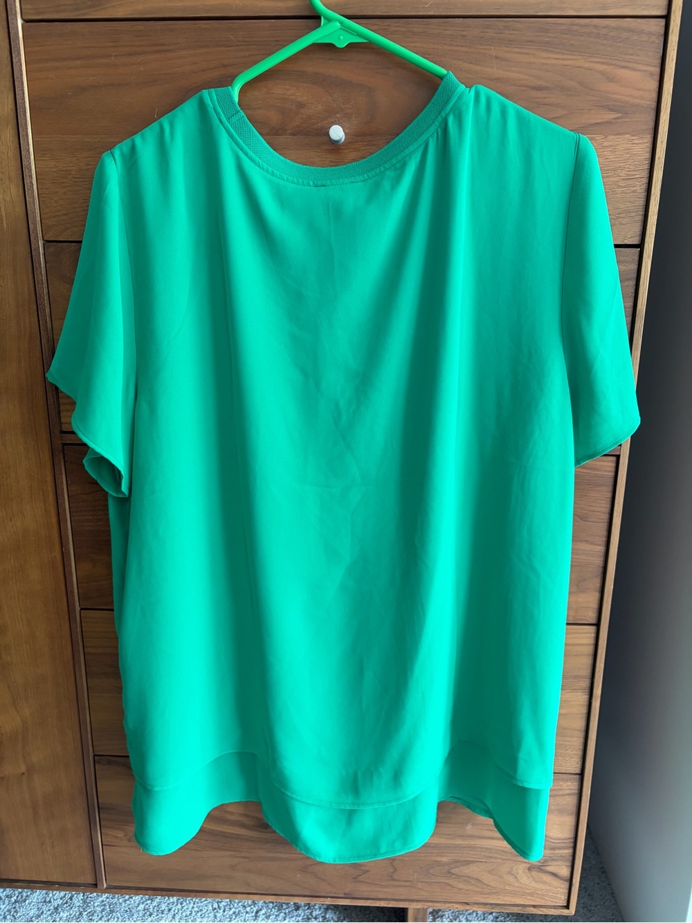 Hilary Radley Emerald Green Short Sleeve Blouse
